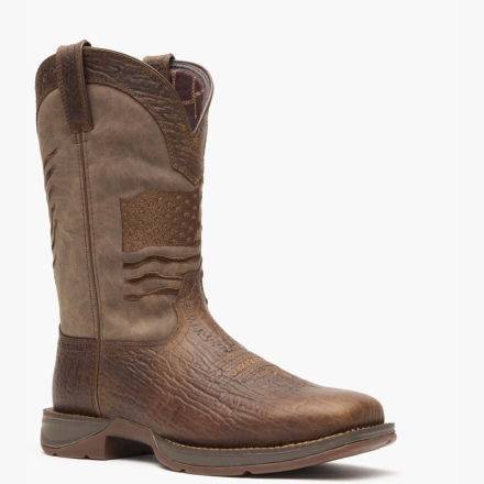 Rebel™ by Durango® Brown Distressed Flag Embroidery Western Boot product image