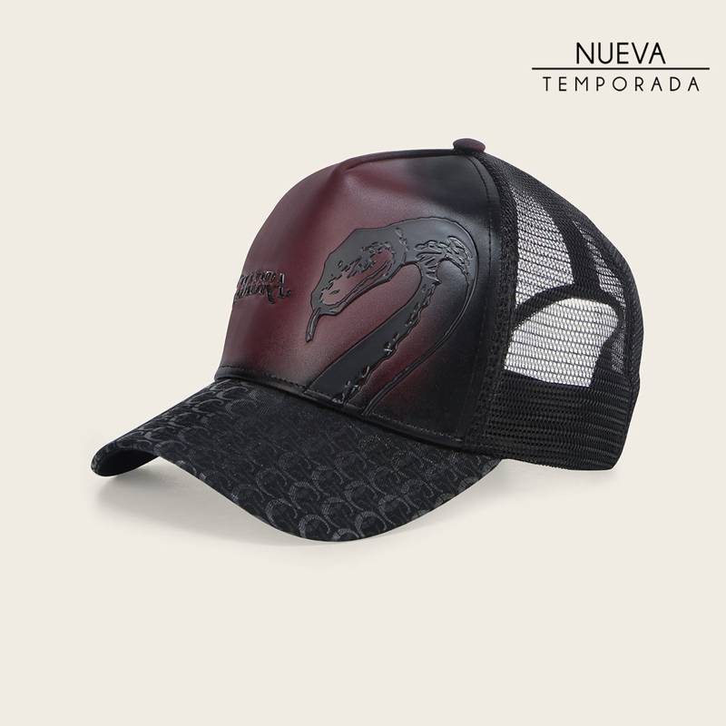 Gorra en piel genuina con diseño de pitón product image