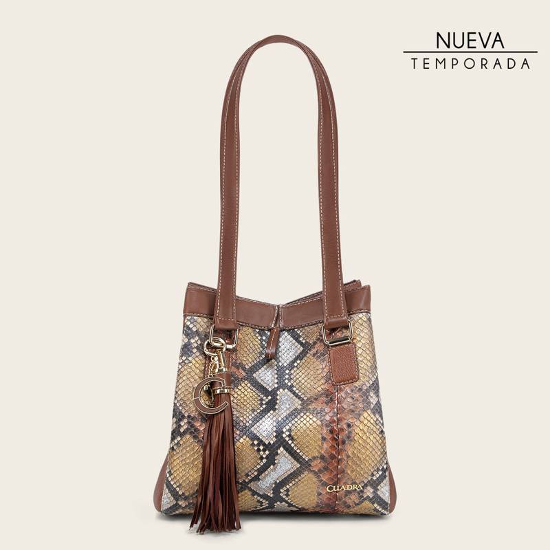 Bolso tote en piel genuina de pitón para dama product image
