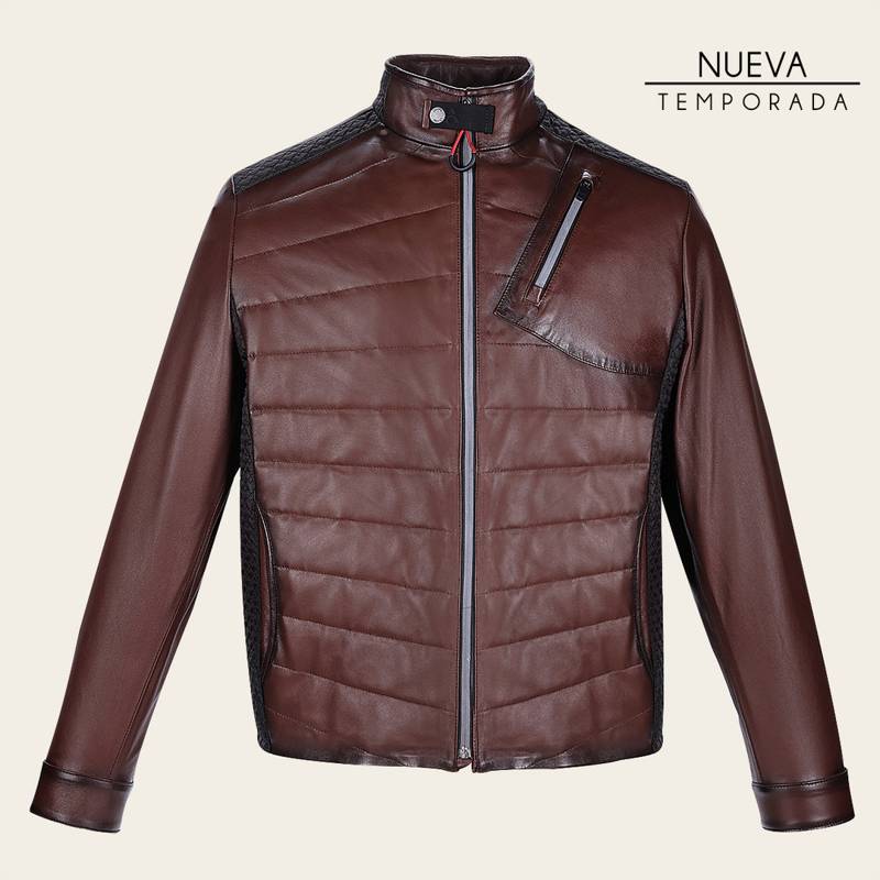 Chamarra urbana en piel genuina de ovino para caballero product image