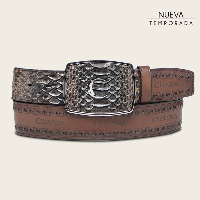 Cinturón vaquero en piel genuina de pitón para caballero product image