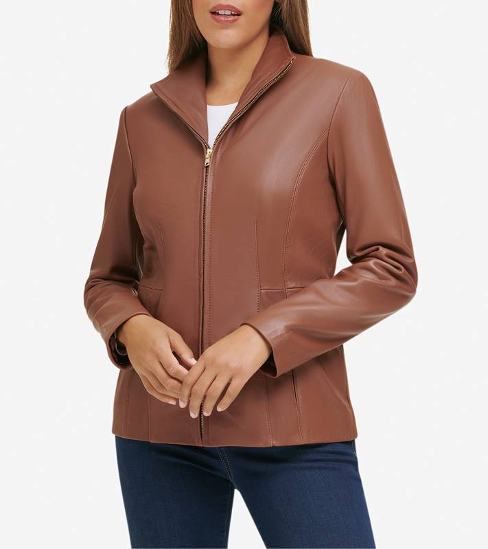 Women's Wing Collar Leather Jacket product image