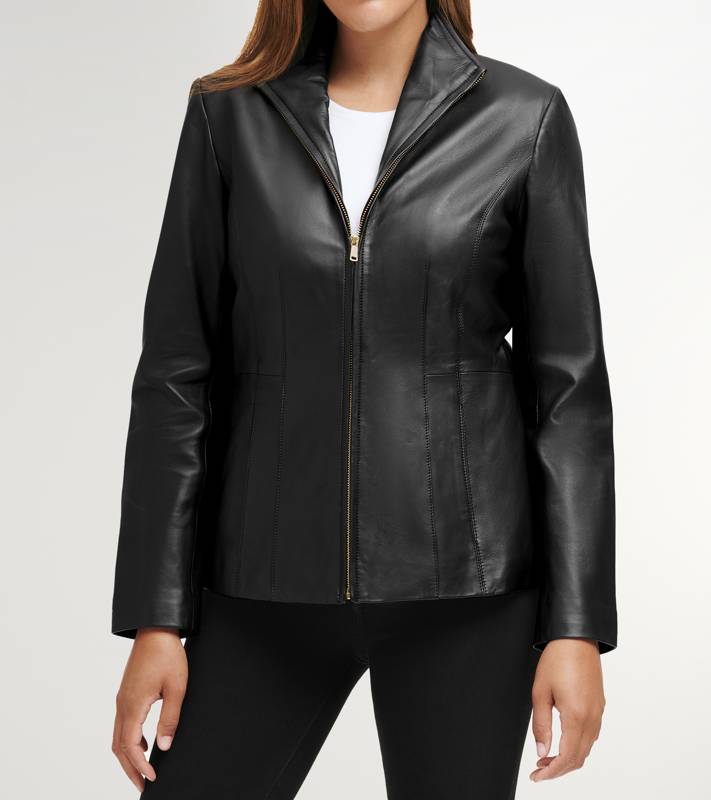 Women’s Wing Collar Leather Jacket product image