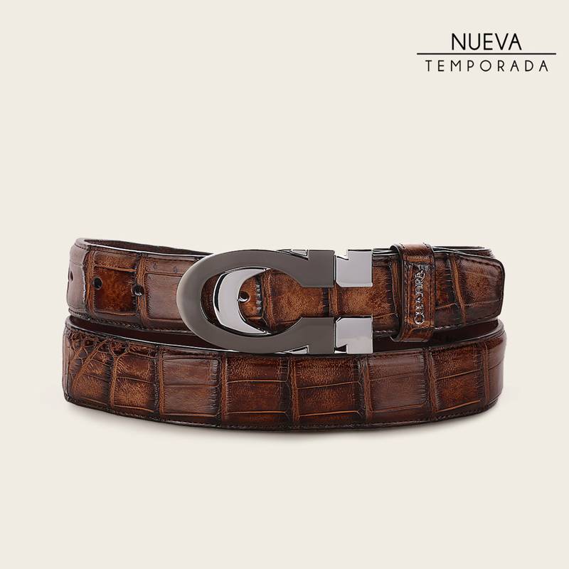 Cinturón casual en piel genuina de alligator para caballero product image