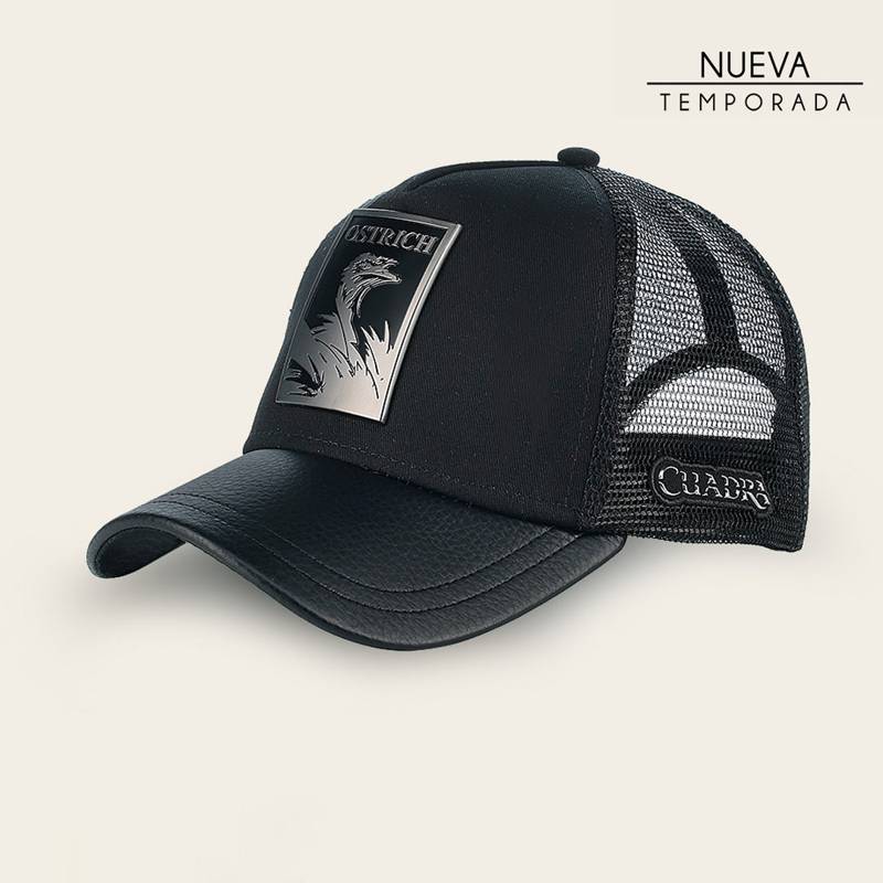 Gorra en piel genuina con diseño de avestruz product image