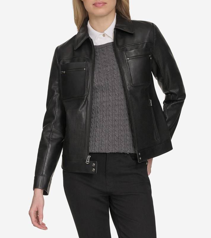 Women's Perforated Trucker Jacket product image