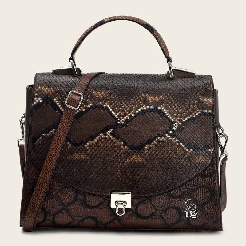 Bolso de mano en piel genuina de pitón para dama product image