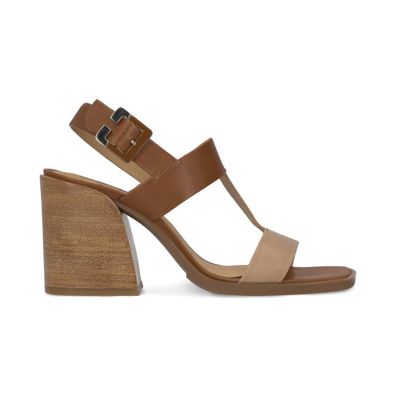 Sandalia de tacón en piel en 3 tonos color tan Quirelli estilo 302602 product image